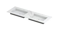 Ink Post Wastafel keramische slab envelop bak dubbel zonder kraangaten - Calacatta mat - 140x45x1cm - 0210100