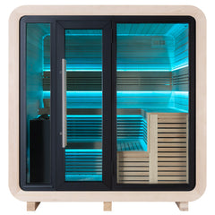 AWT Gartensauna Saunahaus THE CUBE X2 Hemlock 225x225 9kW EOS BiO-Cubo