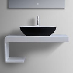 StoneArt Wastafel LC153 - zwart - wit mat - 60x35cm