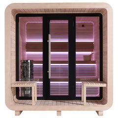 AWT Gartensauna Saunahaus THE CUBE X3 Hemlock 225x225 zonder oven