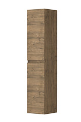 Ink Hoge kast universeel 2 deuren greeploos houten keerlijst en 4 glazen planchettes - Naturel eiken - 35x37x169cm - 1257403