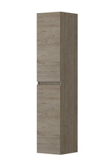 Ink Hoge kast universeel 2 deuren greeploos houten keerlijst en 4 glazen planchettes - Greige eiken - 35x37x169cm - 1257409