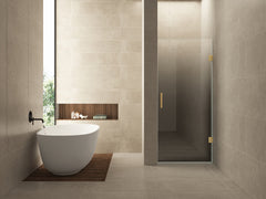 Niche door right 900 x 2000 x 8 mm nano smoked to clear glass/brushed brass