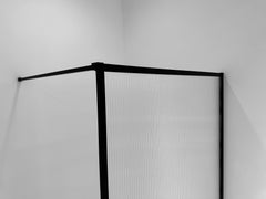 Square walk-in shower 1000 x 2000 x 8 mm nano ribbed clear glass/matte black