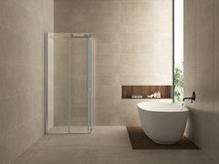 Entra hoekinstap cabine met 2 schuifdeuren 900 x 900 x 2000 x 8 mm nano helder glas/chroom