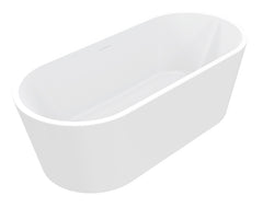 Libero freestanding bathtub 178 x 80 cm matt white acrylic with matt white waste