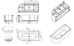 Zenn hoekbad rechts 170 x 75 cm acryl glans wit met waste glans wit