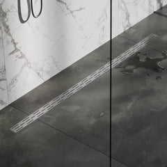 BRAUER Douchegoot met standaard rooster en flens 7 x 200 RVS geborsteld