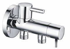 Minimal double angle stopcock 1/2"x3/8"x3/8"chrome