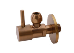 Minimal angle stop valve 3/8" x 3/8" or compression 10 mm brushed bronze copper PVD