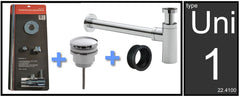 Uni-1 luxury fountain/washbasin connection set+siphon chr