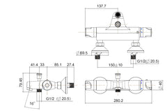 Universele thermostatische badmengkraan chroom
