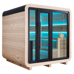 AWT Gartensauna Saunahaus THE CUBE X2 Hemlock 225x225 9kW EOS BiO-Cubo