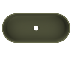 Arcqua Case waskom - 60x26cm - Ovaal - Cast marble Mat groen