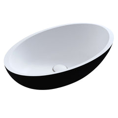 StoneArt Wastafel LC153 - zwart - wit mat - 60x35cm