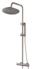 Caral Thermostatic Exposed Rain Shower Set Brushed Steel PVD
