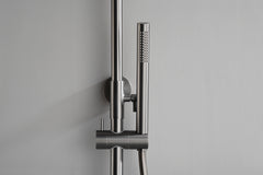 Ribbd thermostatic exposed rain shower set gunmetal PVD