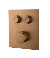 Caral Klik Pro built-in thermostatic mixer trim kit 2-way brushed bronze copper PVD
