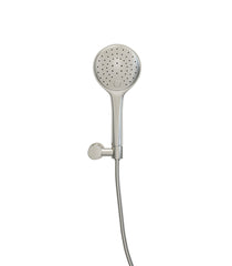 UniMatch hand shower set with 3-spray hand shower Ø 12 cm, shower hose and tiltable wall bracket brushed steel