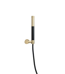 UniMatch hand shower set with stick hand shower 1 spray, shower hose and tiltable wall holder brushed brass/matte black