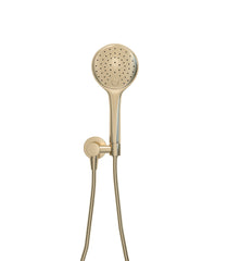 UniMatch hand shower set with 3-spray hand shower Ø 12 cm, shower hose and wall elbow brushed brass