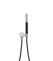 UniMatch hand shower set with 1-function stick hand shower, shower hose, and wall outlet elbow brushed steel/matte black