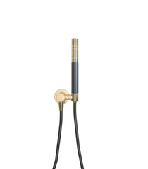 UniMatch hand shower set with 1-spray stick hand shower, shower hose, and wall outlet elbow brushed brass/matte black