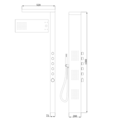 Ohio thermostatische douchekolom 158x20 cm RVS