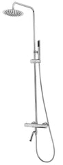 Caralda Eco thermostatic bath mixer with rain shower set exposed chrome