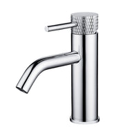 Ribbed basin tap with cold start chrome