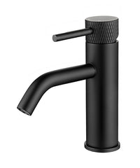 Ribbed basin mixer matt black