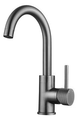Ribbed basin mixer with swivel spout gunmetal