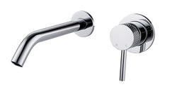 Ribbed single-lever basin mixer, built-in, complete, chrome