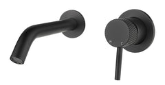 Ribbed single-lever basin mixer with cold start, complete, matt black