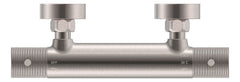 Ribbed thermostatic shower mixer 15 cm center distance brushed steel PVD