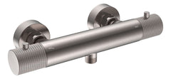Ribbed thermostatic shower mixer 15 cm center distance brushed steel PVD