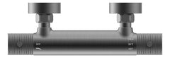 Grooved thermostatic shower mixer 15 cm center distance gunmetal PVD