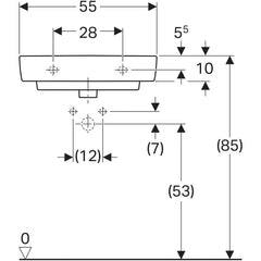 Geberit Renova Compact Wastafel Keramiek Wit met Overloop – Wandmontage – Zonder Kraan - Glans wit
