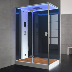 AWT Dampfdusche LD211F15 mit Duschtasse schwarz 150x90 links