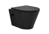 Wiesbaden Vesta wandcloset rimless met bidetkraan warm koud water met Flatline toiletzitting mat zwart