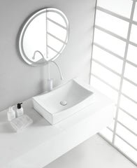 Slide rectangular washbasin 55 x 35 x 12 cm ceramic gloss white