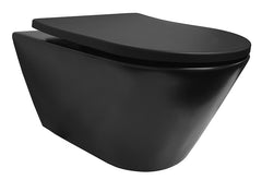 Stereo rimless wall-hung toilet with Shade slim soft-close and quick-release toilet seat matt black