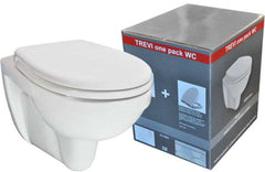 Trevi shortened wall-mounted toilet Kiwa with Menir soft-close and quick-release toilet seat gloss white
