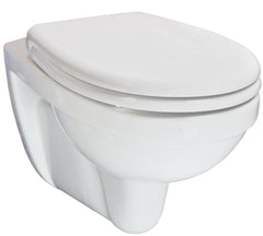Trevi shortened wall-mounted toilet Kiwa with Menir soft-close and quick-release toilet seat gloss white