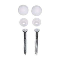 Potschroevenset zonder plug 2 stuks verzinkt 6 x 60 mm afdekdop wit