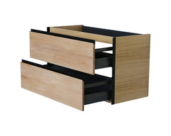 Lotus onderkast met 2 laden 60 x 45,2 cm naturel eik/mat zwart