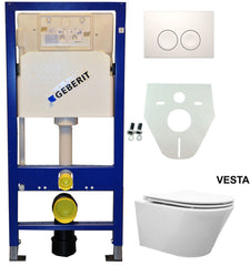 Geberit UP 100 Vesta Toilet + Flatline Seat + Delta 25 White