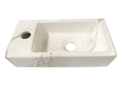 Rhea S mini fontein links 36,5 x 18 x 9 cm keramiek carrara