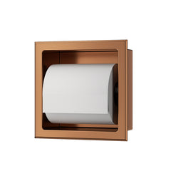 Rocko recessed toilet roll holder without flap brushed bronze copper