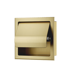 Rocko toilet paper holder with flap built-in brushed brass PVD